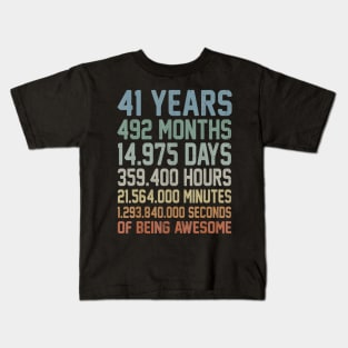 41 Years Old 41st Birthday Vintage Retro 492 Months Kids T-Shirt